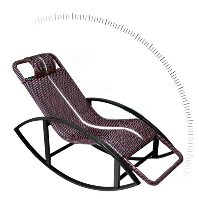 Creative Recliner Chair Wicker Outdoor Rocker Chair with Dark Legs