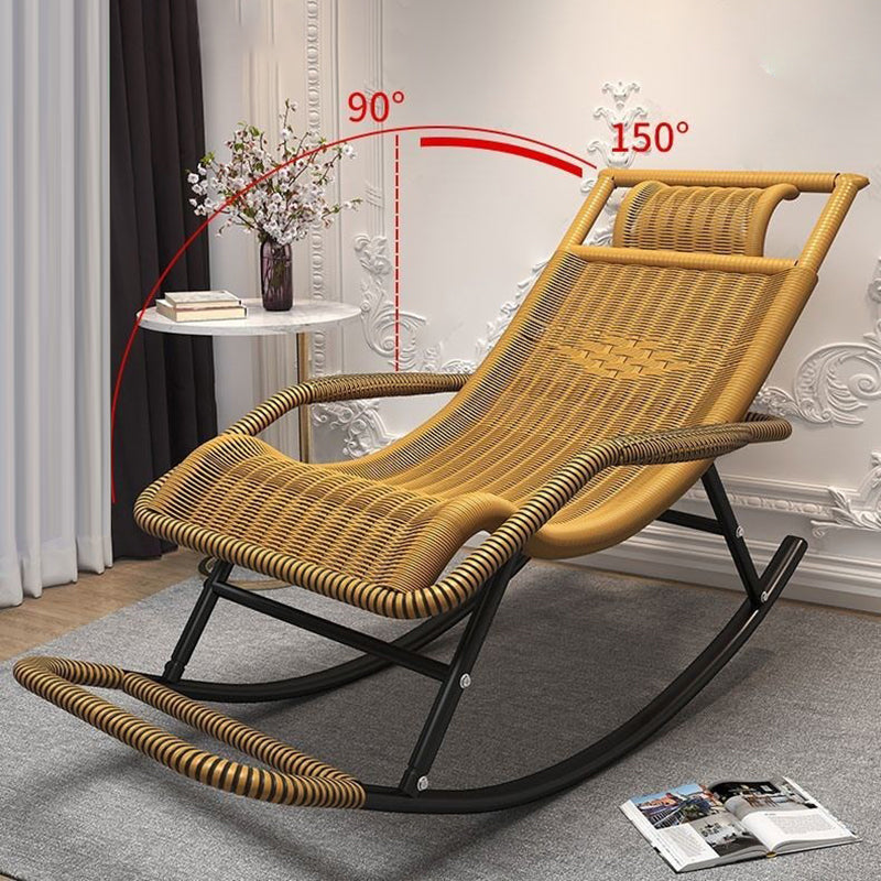 Contemporary Wicker Rocker Chair Woven Rope Rocking Chair for Living Room