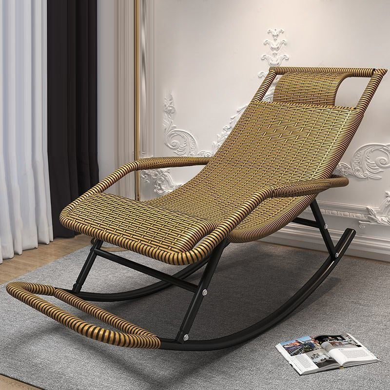 Contemporary Wicker Rocker Chair Woven Rope Rocking Chair for Living Room