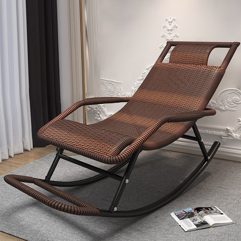 Contemporary Wicker Rocker Chair Woven Rope Rocking Chair for Living Room