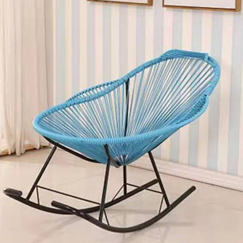 Contemporary Rocking Chair Rattan Metal Frame Wing Chair Back Indoor Rocking Chair