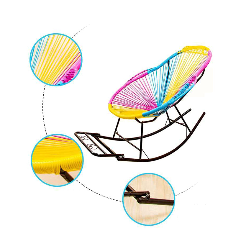 Contemporary Rocking Chair Rattan Metal Frame Wing Chair Back Indoor Rocking Chair