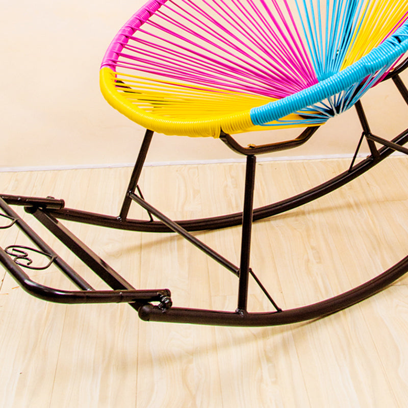Contemporary Rocking Chair Rattan Metal Frame Wing Chair Back Indoor Rocking Chair