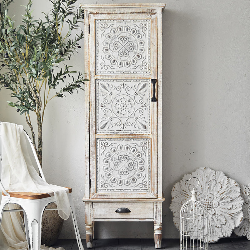 Industrial Wood Accent Cabinet White Accent Cabinet in Distressed Finish
