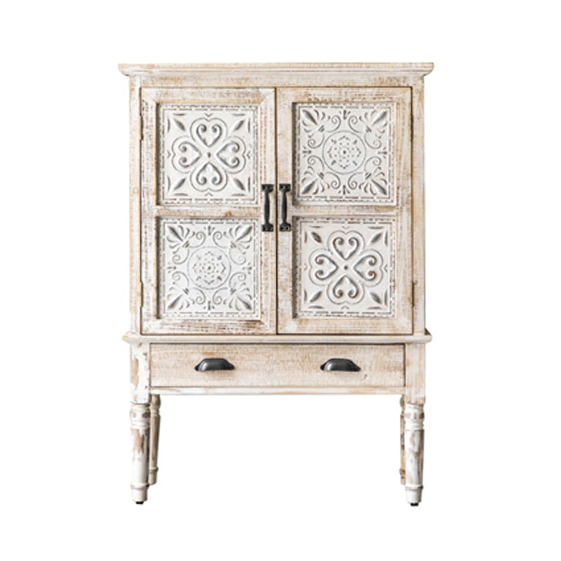Industrial Wood Accent Cabinet White Accent Cabinet in Distressed Finish
