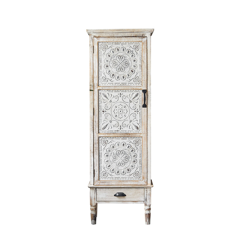 Industrial Wood Accent Cabinet White Accent Cabinet in Distressed Finish