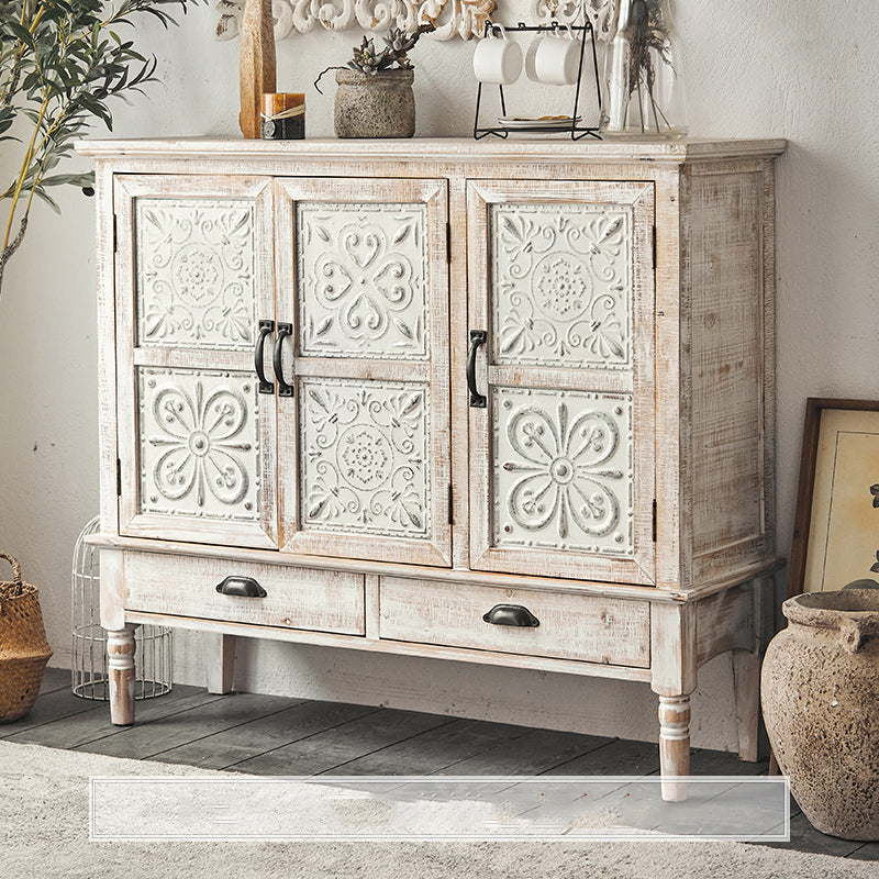 Industrial Wood Accent Cabinet White Accent Cabinet in Distressed Finish