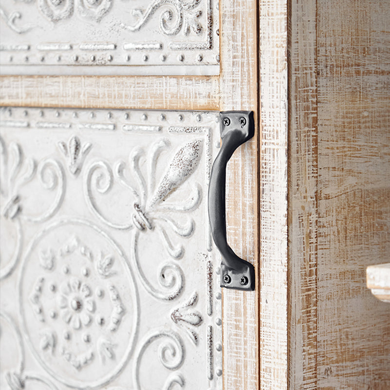 Industrial Wood Accent Cabinet White Accent Cabinet in Distressed Finish
