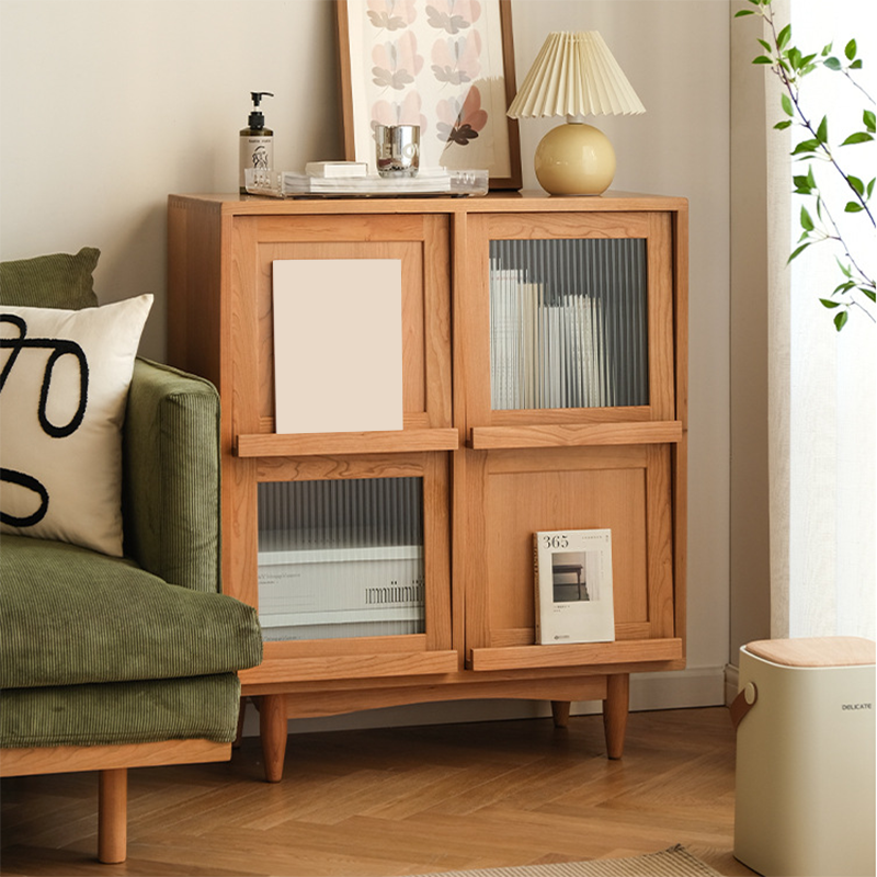 Modern & Contemporary Cabinet Square Glass Paned Bar Pulls Straight Legs Accent Cabinet