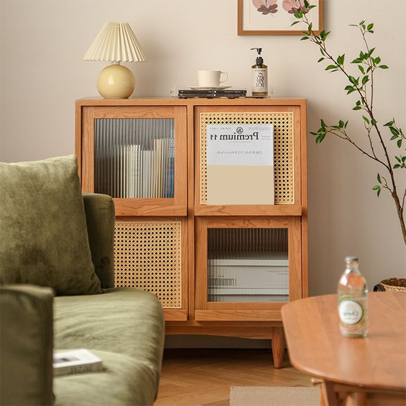 Modern & Contemporary Cabinet Square Glass Paned Bar Pulls Straight Legs Accent Cabinet