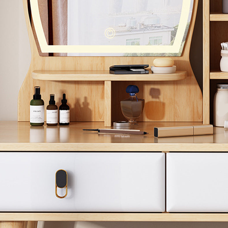 Scandinavian Rubberwood Makeup Counter 2 Drawers Vanity Dressing Table