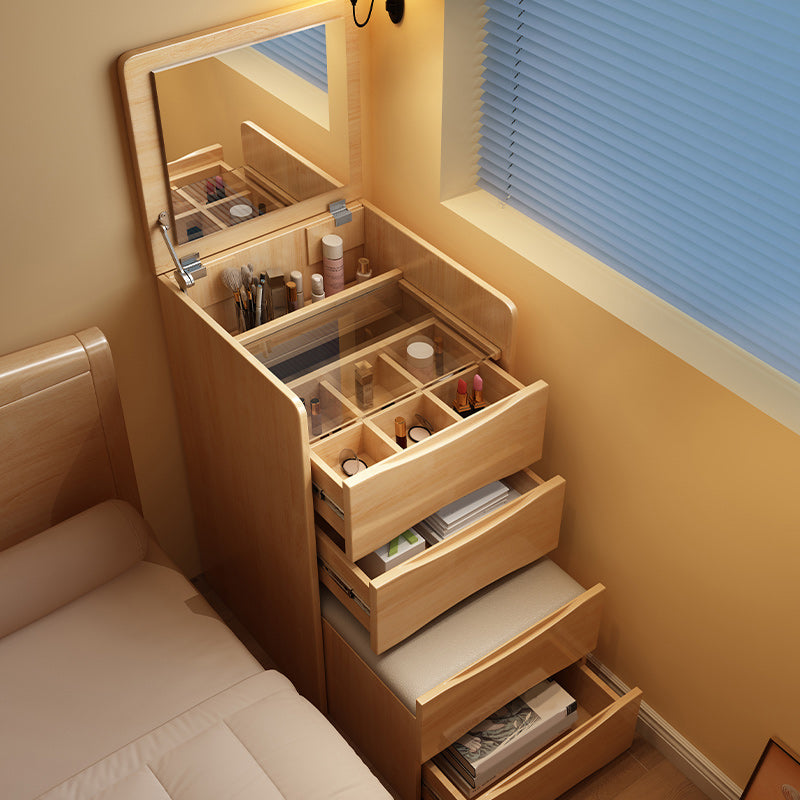 Modern 32.28" Height Solid Wood Dressing Table Mirror Make-up Vanity with 2 Drawer