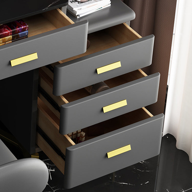 51.2" H Slate Vanity Makeup Desk with Storage Shelves and 5-Drawer