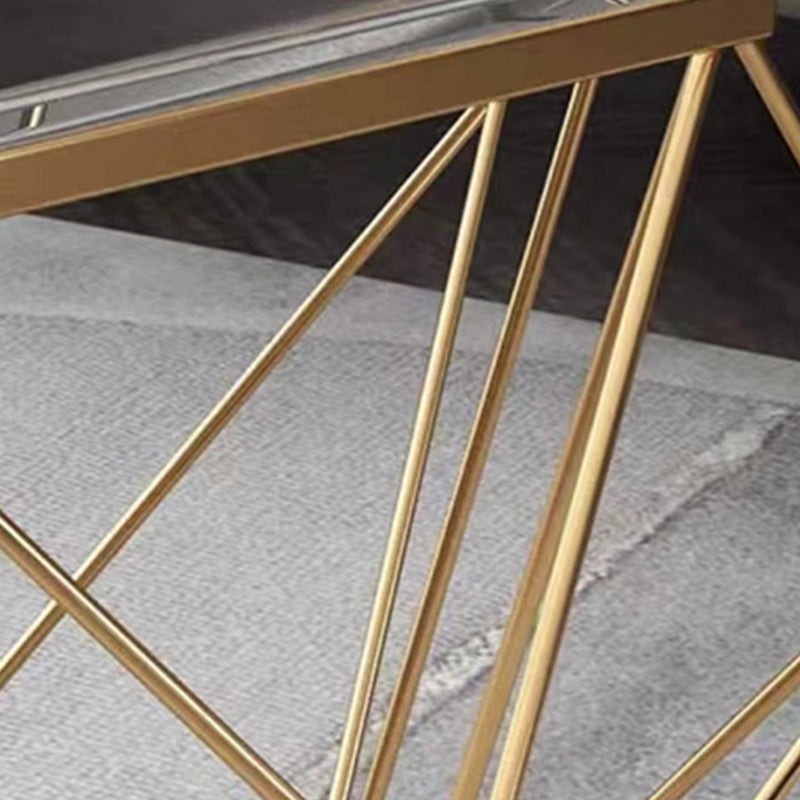 Modernism Glass Octagon Coffee Table 17.7" H Simple Iron Frame Cocktail Table