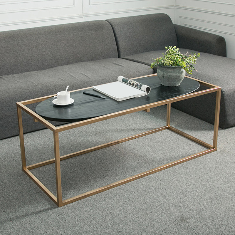 Solid Wood Rectangular Coffee Table Contemporary 1 Single Iron Frame Cocktail Table