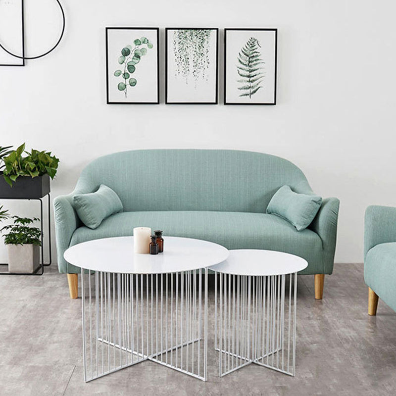 Mid Century Round Iron Coffee Cocktail Table Cross Legs Simple Coffee Table