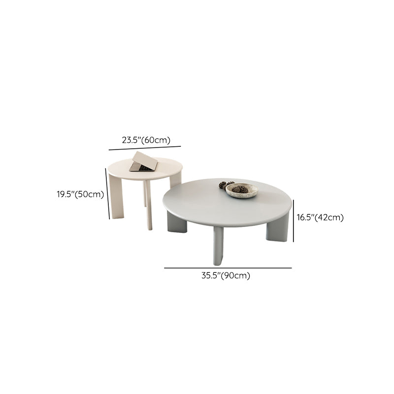 Scandinavian Solid Wood Cocktail Table Round 4 Legs Coffee Table Set