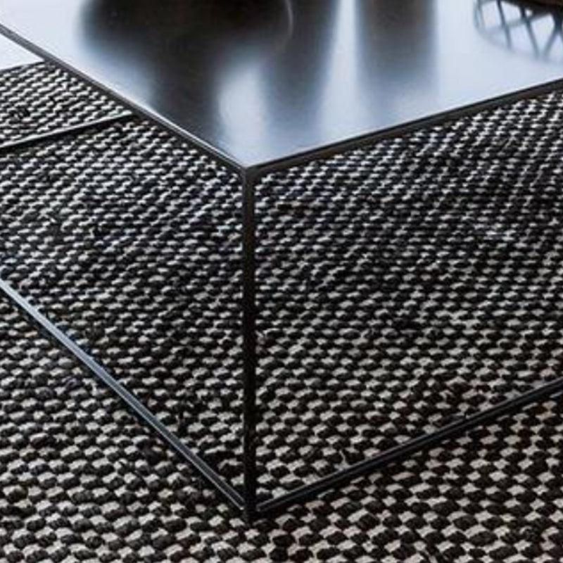 Iron Coffee Table with Frame Base Mid-Century Modern Black/White Coffee Table