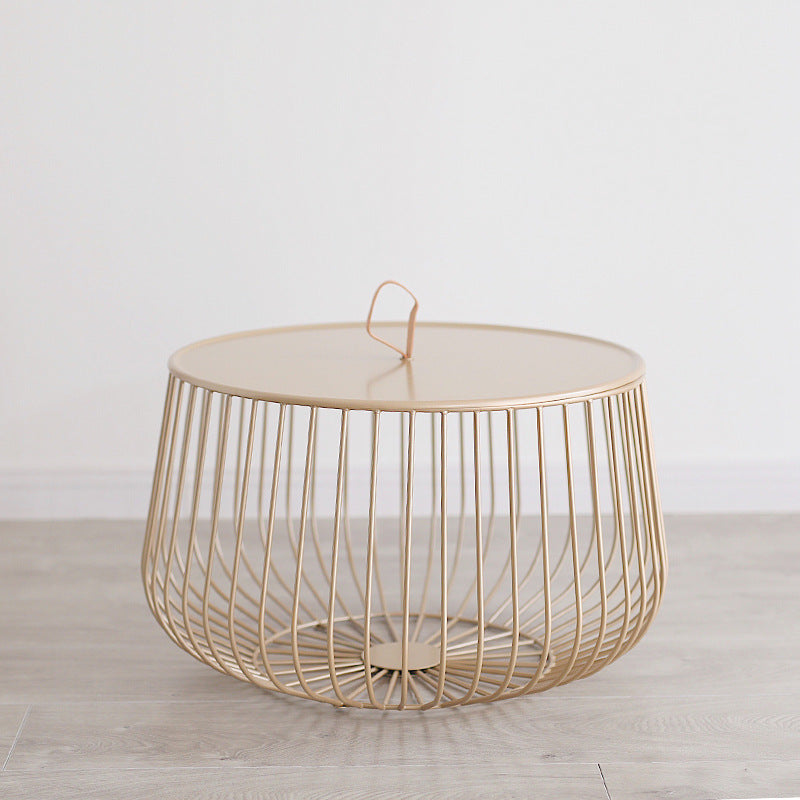 Iron Round Coffee Table Mid-Century Modern Frame Coffee Cocktail Table