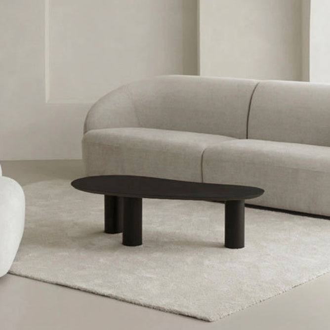 Scandinavian Wood & Metal Coffee Table Irregular Top 3 Legs Cocktail Table