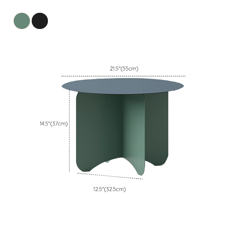 Mid-Century Modern Round Coffee Table with Iron Top and 4 Legs