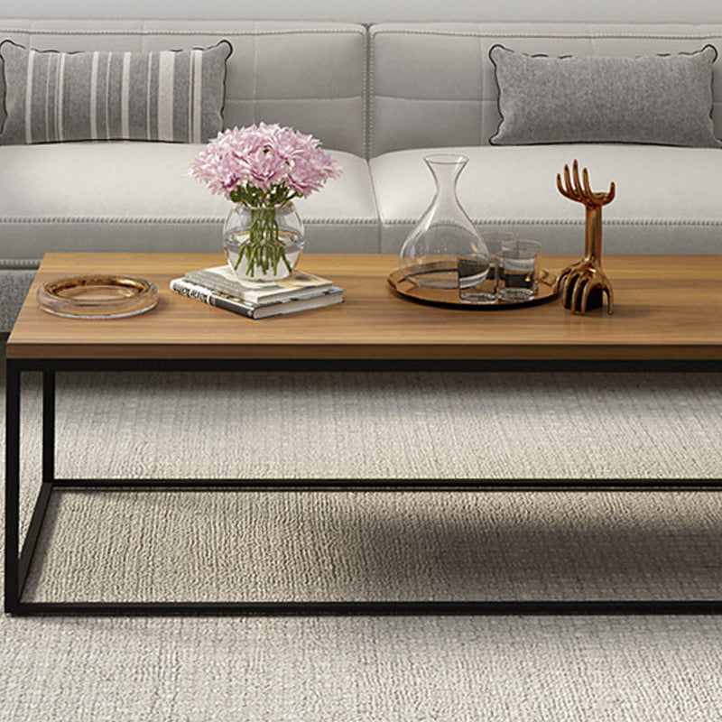 17.7" Tall Wooden Rectangle Top Coffee Table Iron Frame Base Cocktail Table