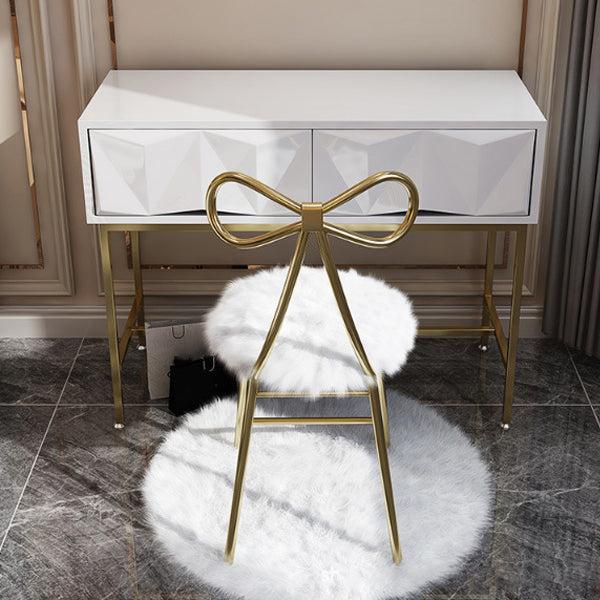 Glam Wood Vanity Table in White 31.5" H Dressing Table with Mirror and Stool
