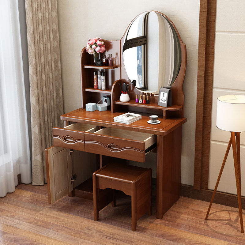 Traditional Makeup Table with 2 Drawers Vanity Tables with Mirror