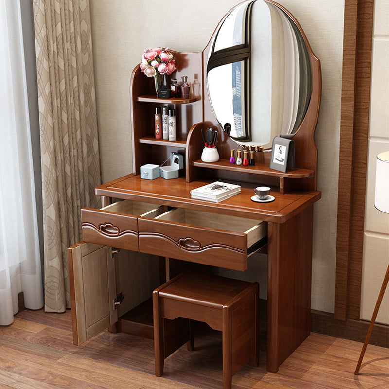 Traditional Makeup Table with 2 Drawers Vanity Tables with Mirror