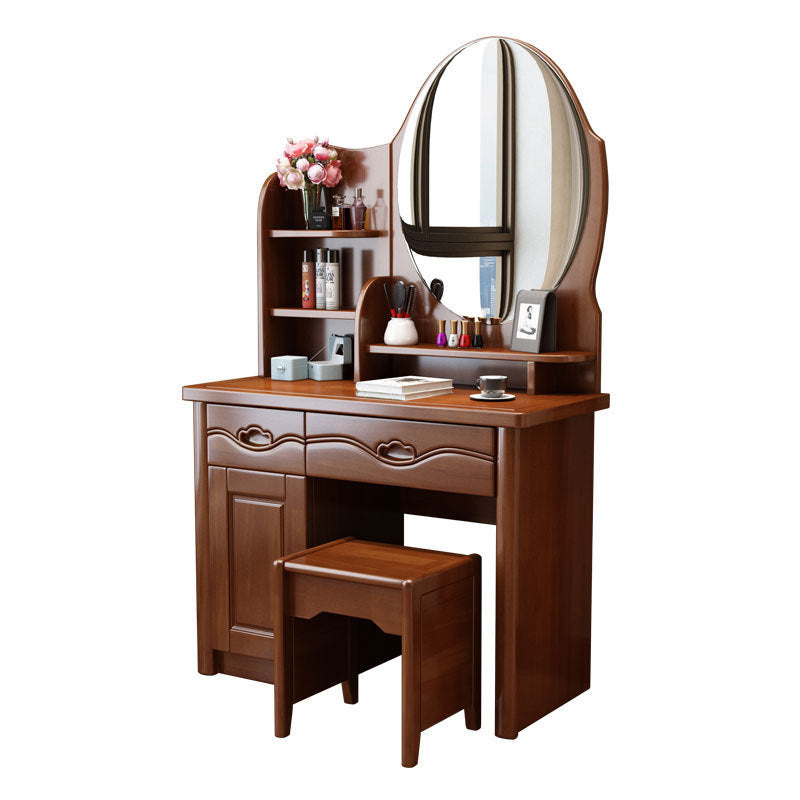 Traditional Makeup Table with 2 Drawers Vanity Tables with Mirror