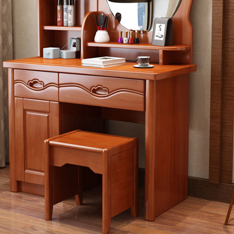 Traditional Makeup Table with 2 Drawers Vanity Tables with Mirror