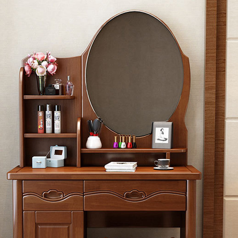 Traditional Makeup Table with 2 Drawers Vanity Tables with Mirror