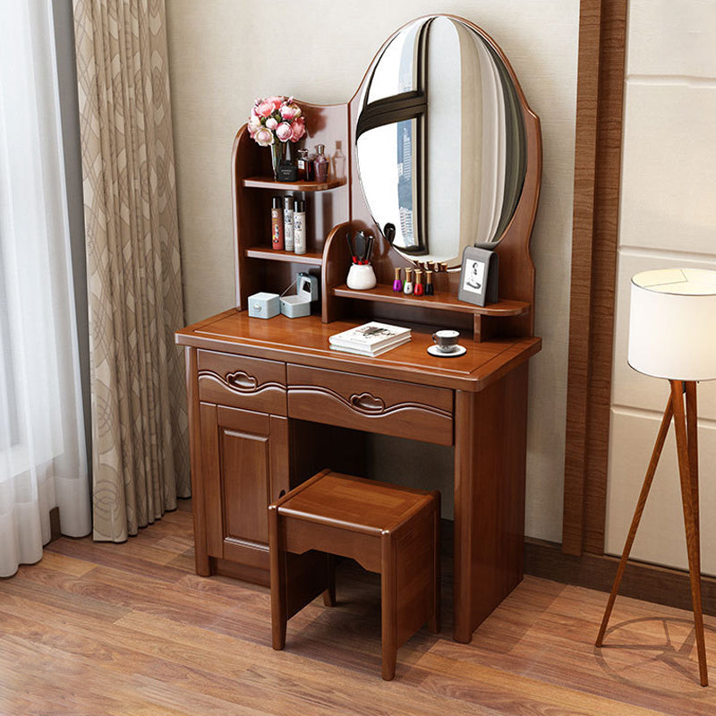 Traditional Makeup Table with 2 Drawers Vanity Tables with Mirror