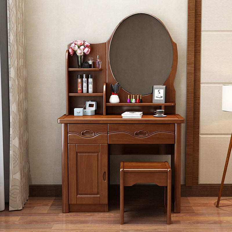 Traditional Makeup Table with 2 Drawers Vanity Tables with Mirror