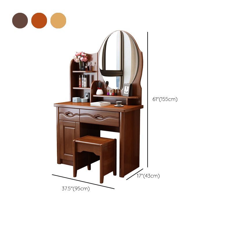 Traditional Makeup Table with 2 Drawers Vanity Tables with Mirror