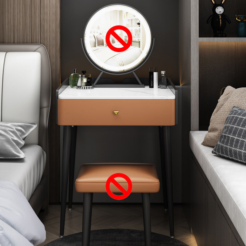 17.32" Wide Vanity Set Contemporary Stone Dressing Table with Drawer