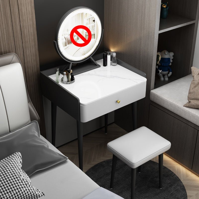 17.32" Wide Vanity Set Contemporary Stone Dressing Table with Drawer