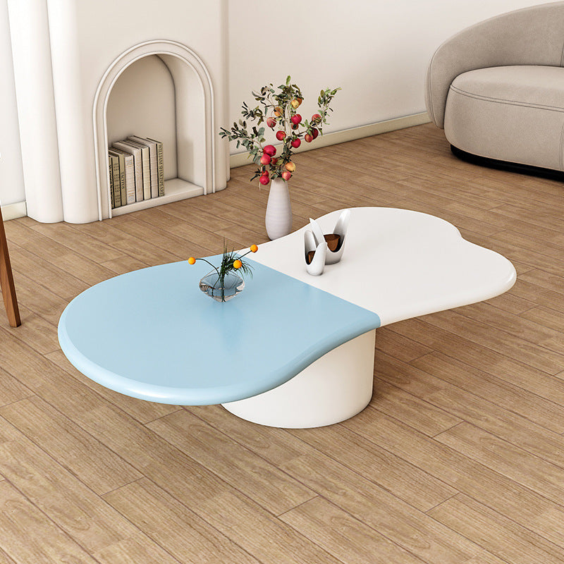 Scandinavian Free Form Coffee Table with Pedestal Base in Solid Wood