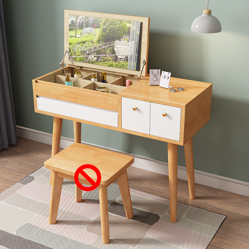 Modern Bedroom Dressing Table Solid Wood Flip-Top Make-up Vanity
