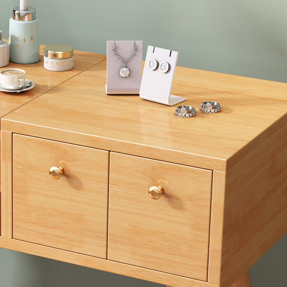 Modern Bedroom Dressing Table Solid Wood Flip-Top Make-up Vanity