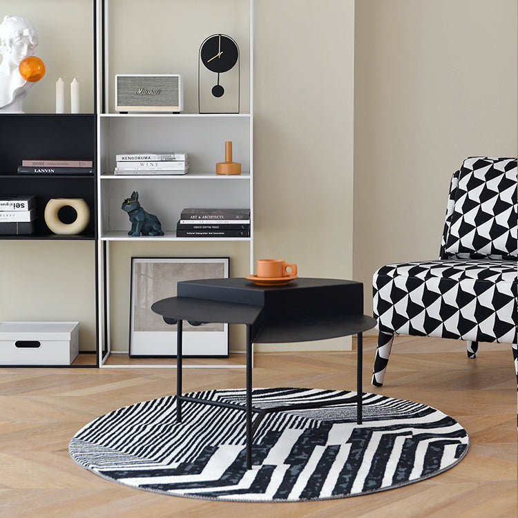 Round Iron Coffee Table 17.71" High 3 Legs Coffee Cocktail Table