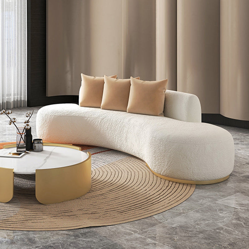 Curved 1/2/3/4-seater Sofa Modern Fabric Armless Sofa in White