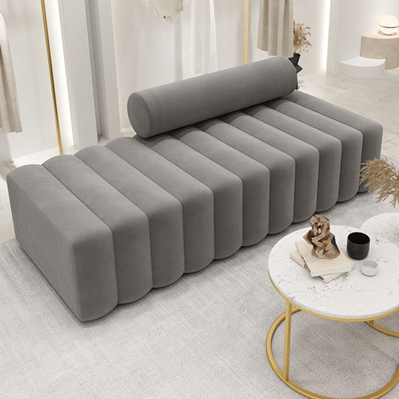 Gray Modern Velvet Sofa 16.92" High Armless 3/4/5-seater Sofa
