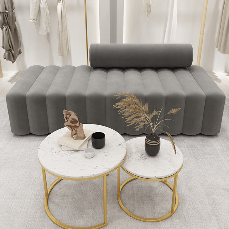 Gray Modern Velvet Sofa 16.92" High Armless 3/4/5-seater Sofa