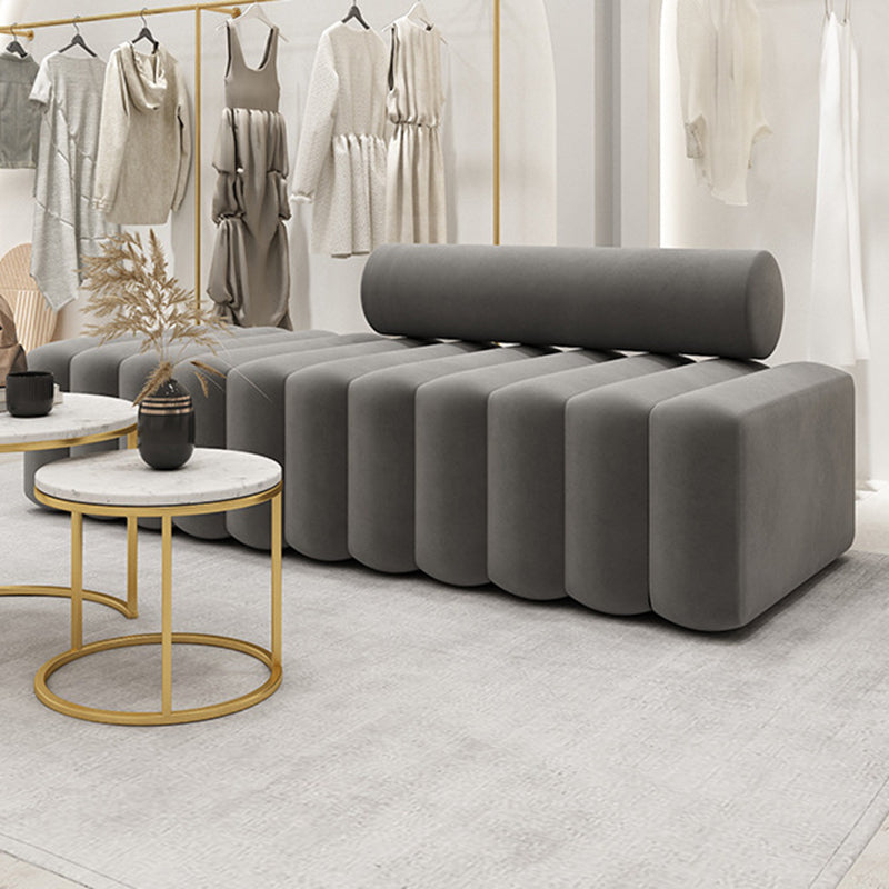 Gray Modern Velvet Sofa 16.92" High Armless 3/4/5-seater Sofa