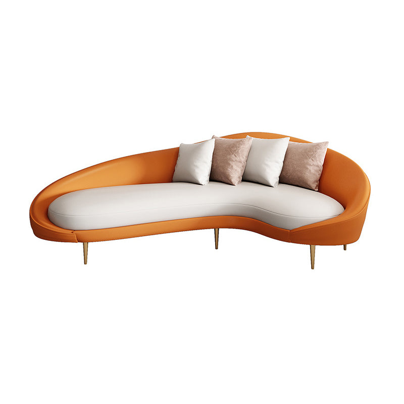 Contemporary Seating Faux Leather Living Room Tuxedo Arm Curved