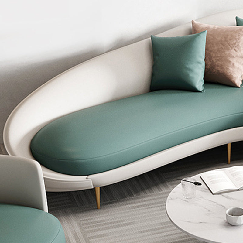 Contemporary Seating Faux Leather Living Room Tuxedo Arm Curved