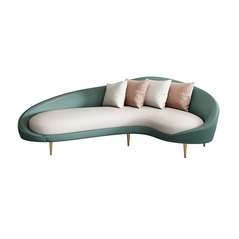 Contemporary Seating Faux Leather Living Room Tuxedo Arm Curved