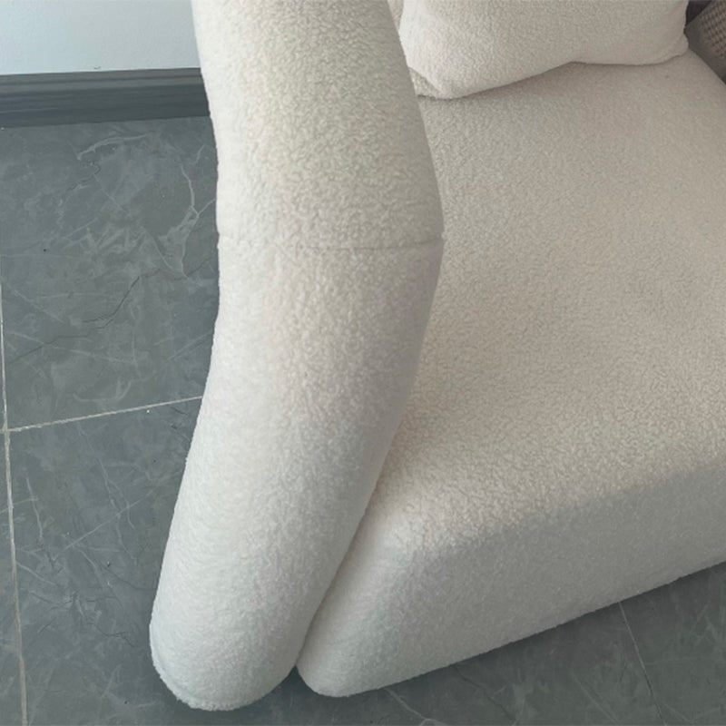 Modern White Tuxedo Arm Sofa Wool Statement Sofa for Living Room