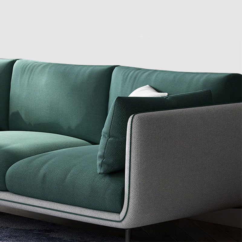 Modern Slipcovered Fabric Living Room Square Arm Pillows Seating